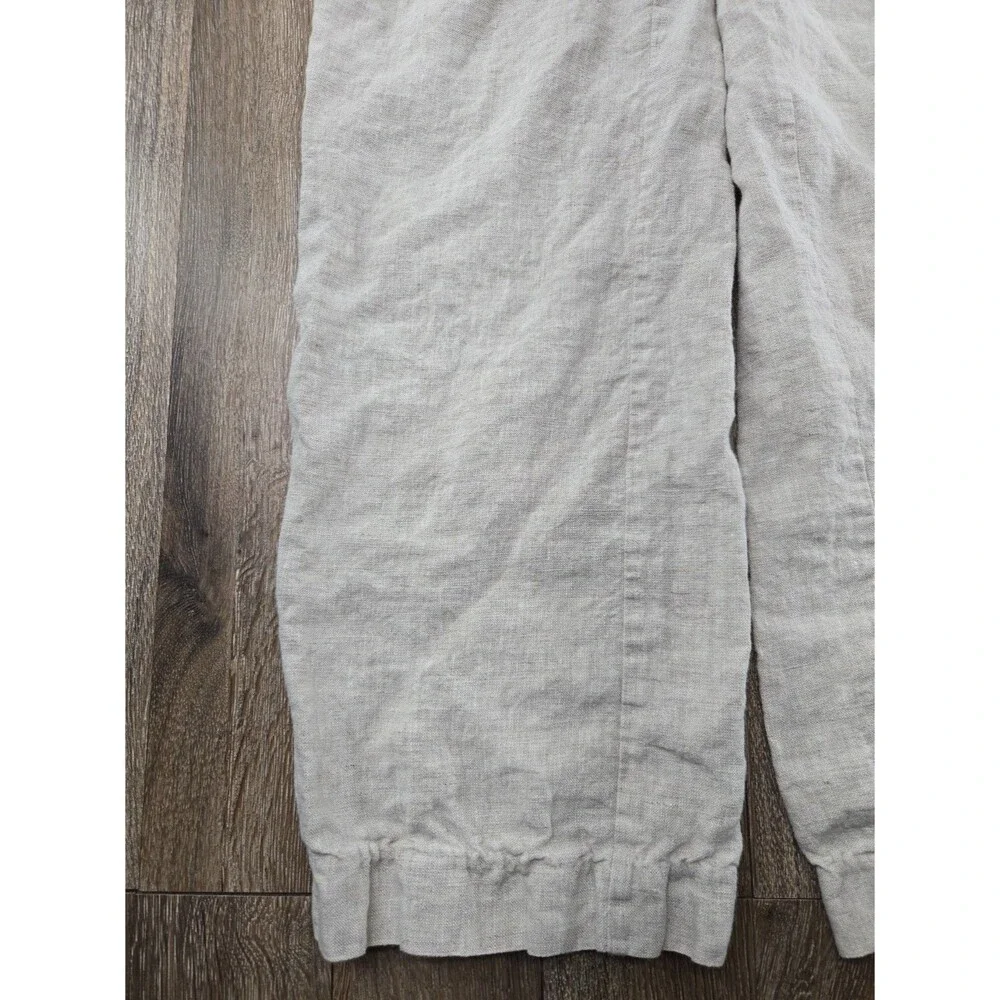 Reformation Women's 0P Cropped Wide Leg Linen Pant Beige Oatmeal Flax